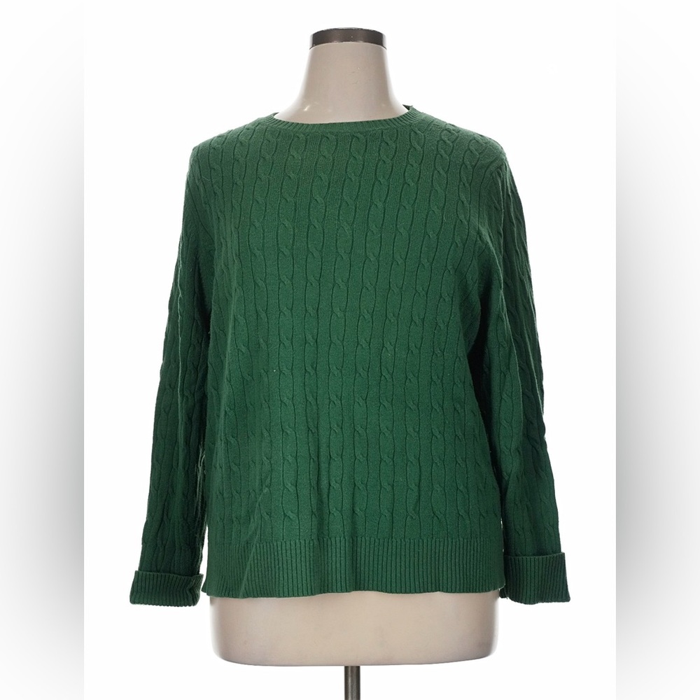 Lands End crewneck green sweater 1X